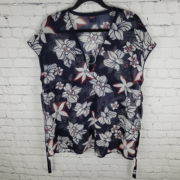 SEASIDE BEACHWEAR | floral sheer bathing swim suit coverup - Picture 2 of 5